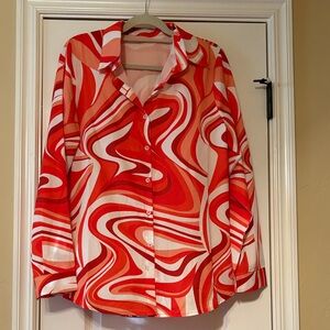 Vibrant Red Swirl Women's Top